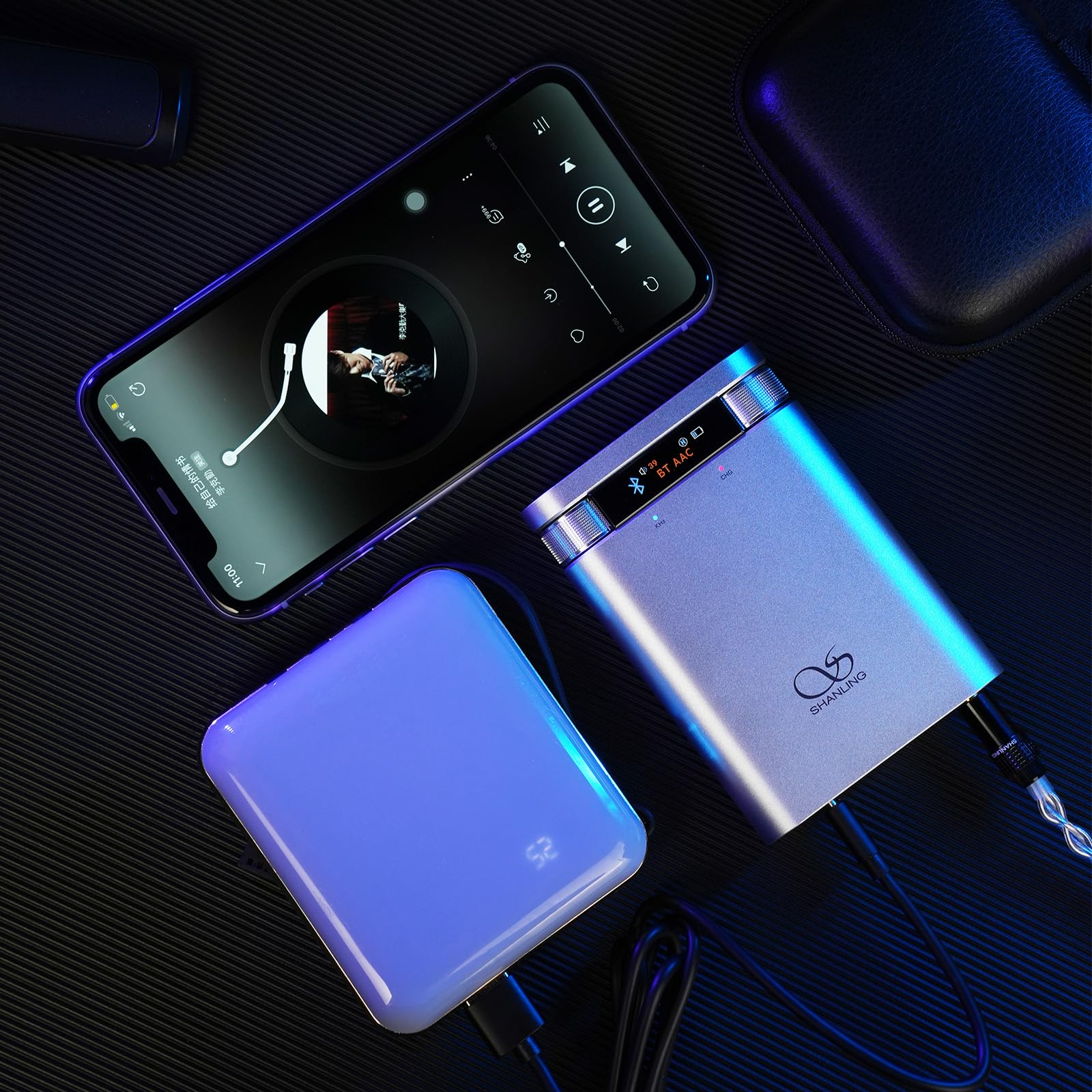 Shanling H2 Decoder - Amplificatore per cuffie All-in-One, Bluetooth 5.0, DAC 43198, USB XU208, 3,5 mm + uscita bilanciata da 4,4 mm, display con batteria, riproduzione locale (argento)