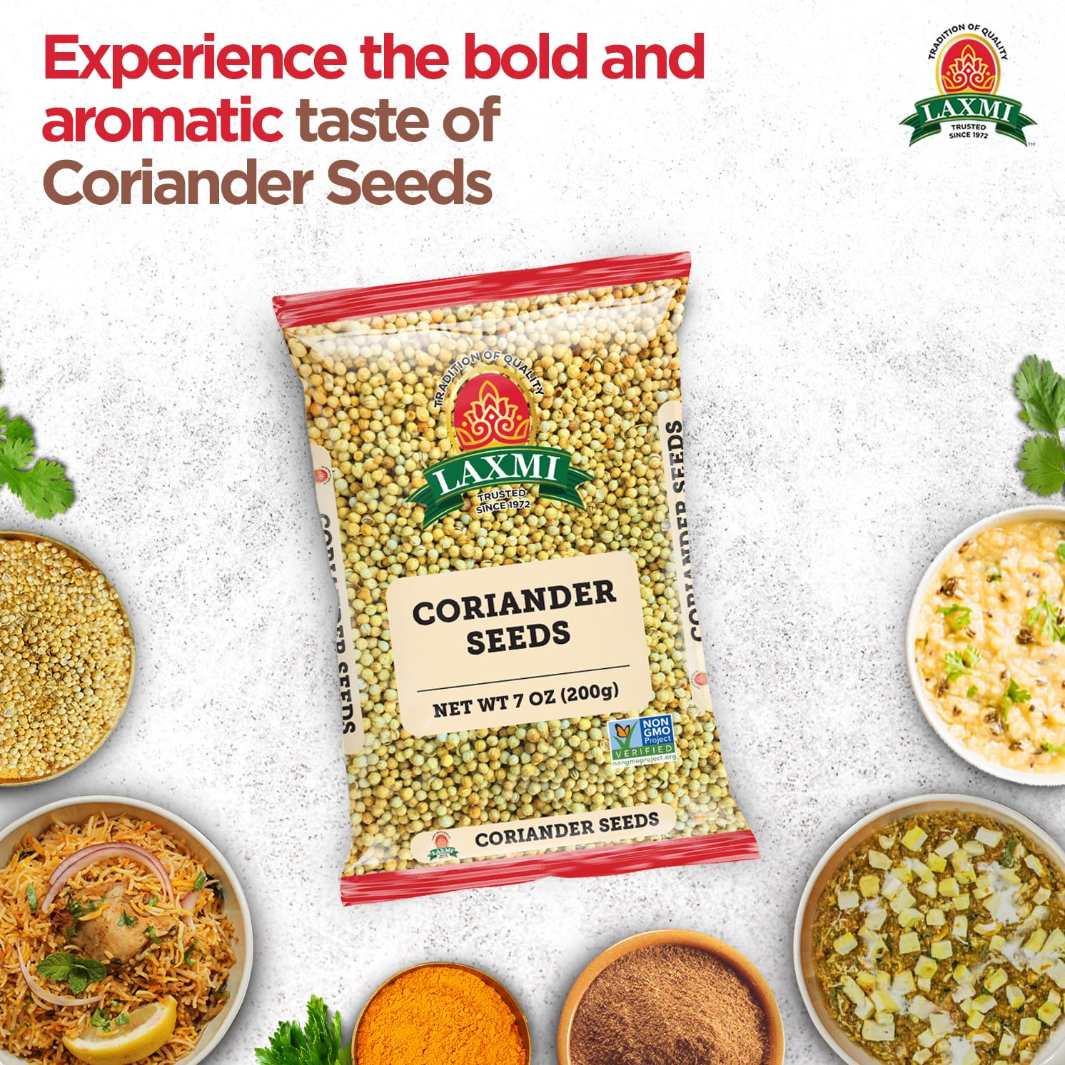 Laxmi Coriander Seeds, Whole 200gms (7oz) | Pure, premium quality and high value Coriander | Natural Coriander Seeds | Non-GMO certified
