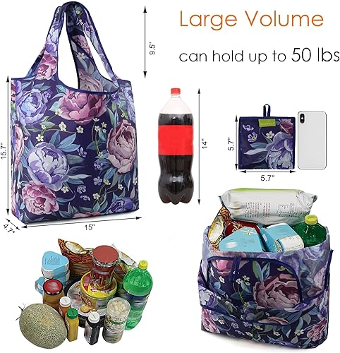 Vista 139 de BeeGreen Bolsa de viaje plegable reutilizable para regalo, bolsas de comestibles reutilizables, grandes regalos de vacaciones, bolsa de tela