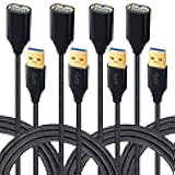 Besgoods USB 3.0 Extension Cable, 4Pack [6ft] USB A Male to Female Braided Extender Cord 5Gbps Fast Data Transfer for Hard Drive, Keyboard, Mouse, Webcam, USB Flash Drive, Printer - Black