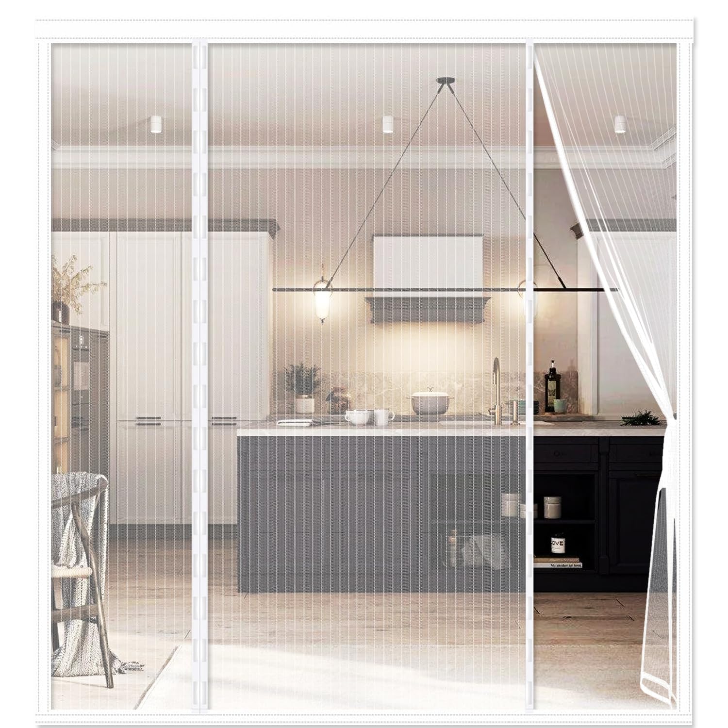 Magnetic Fly Screen Door Curtain - Fly Curtains 240(60/120/60) 270cm with Powerful Magnets and Full Frame Magic Tape, Fly Nets for Doors Without Drilling, for Living Room, Bedroom, Kitchen, Patio — image 1
