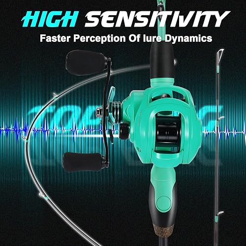 Miniatura 5 de One Bass Combo de caña de pescar y carrete, combo de hilado y cebo de 2 piezas, varillas medianas de grafito IM6 en blanco, guías de acero inoxidable