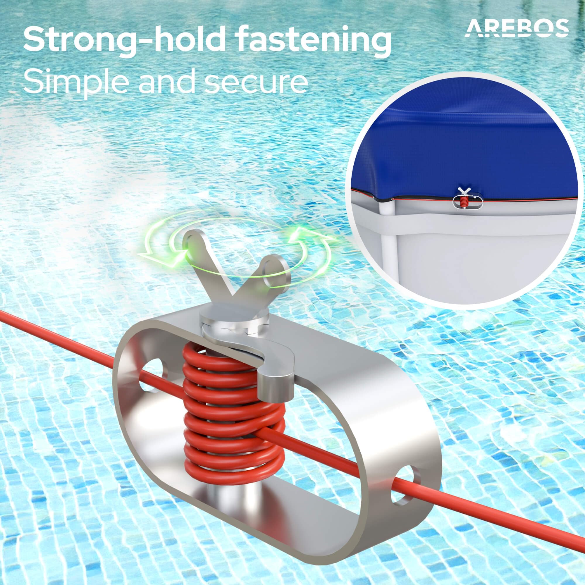 Arebos® Cubierta para Piscina Redonda Ø 610 cm | Lona Solar 2 en 1 de PE 200g/m² | Apta para Piscinas Ø 500-550 cm