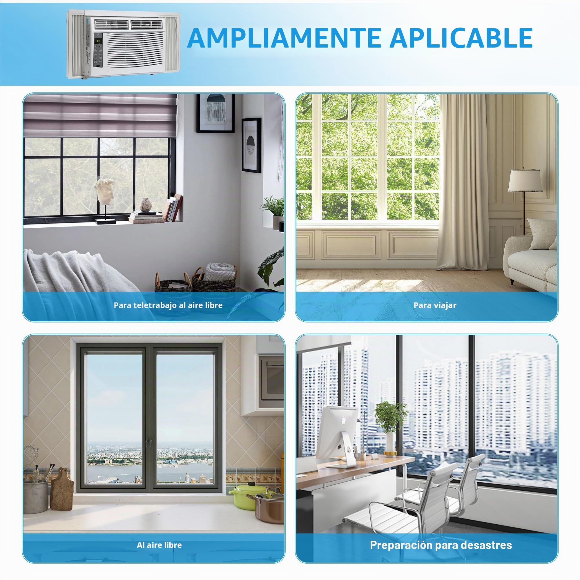 Aire acondicionado para ventana de 6000 BTU, refresca hasta 250 metros cuadrados con enfriamiento, deshumidificador, 3 velocidades de ventilador, unidad de aire acondicionado para ventana
