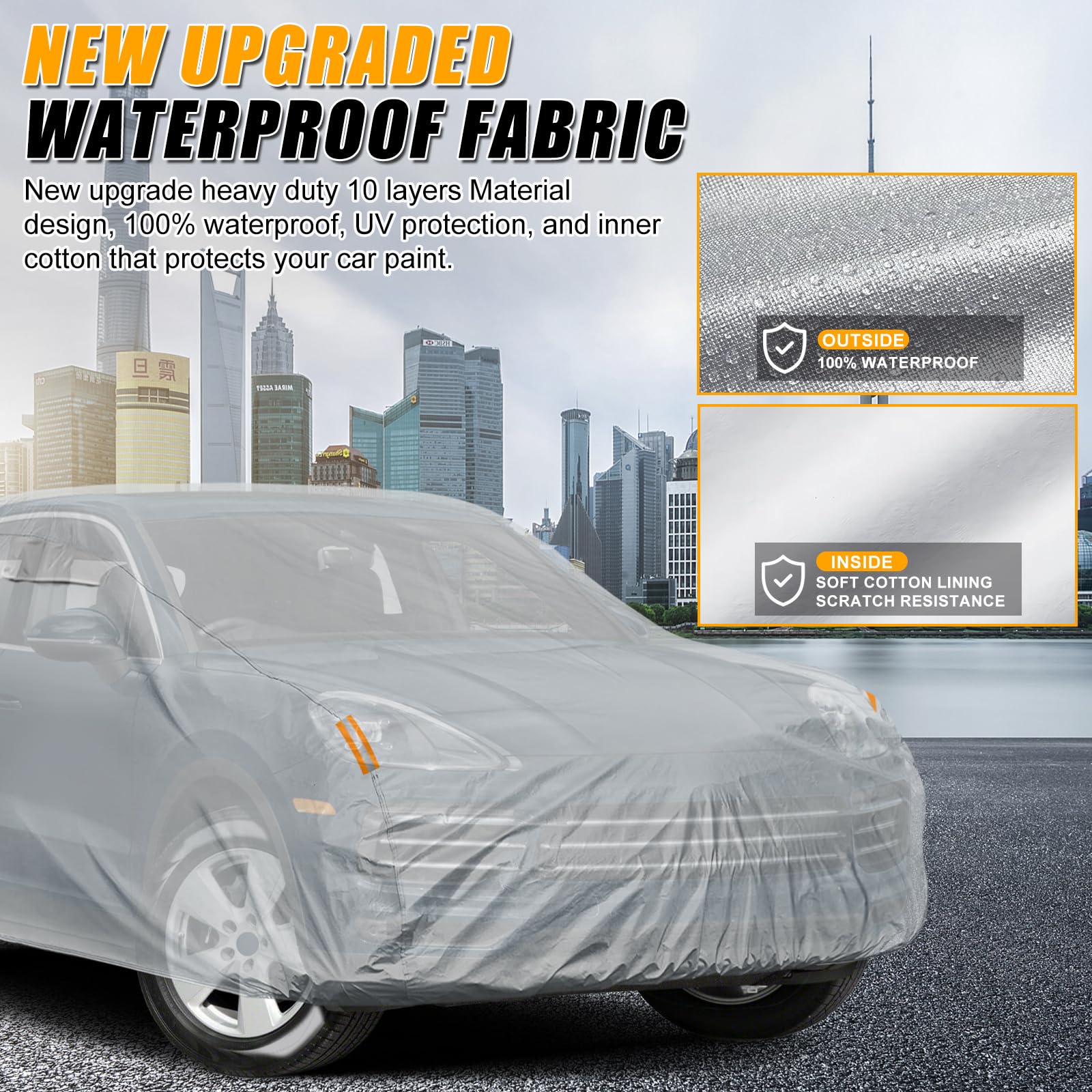Cubierta impermeable para Porsche Cayenne 2009-2025, funda para todo clima con cierre de cremallera, resistente al viento, gris
