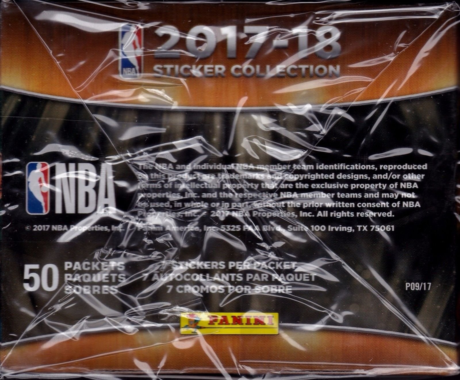 NBA All teams 2017/18 Panini Basketball Sticker Refill Box (50 Count), Small, Black