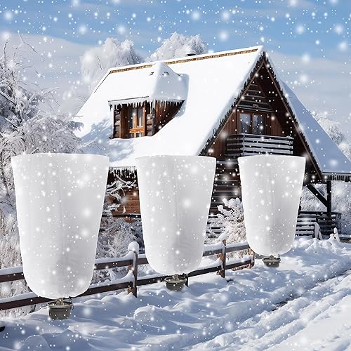 Miniatura 7 de Alpurple Paquete de 3 cubiertas de invierno con cordón para plantas, bolsas cálidas de protección para plantas, 47 x 31.5 pulgadas, manta de tela