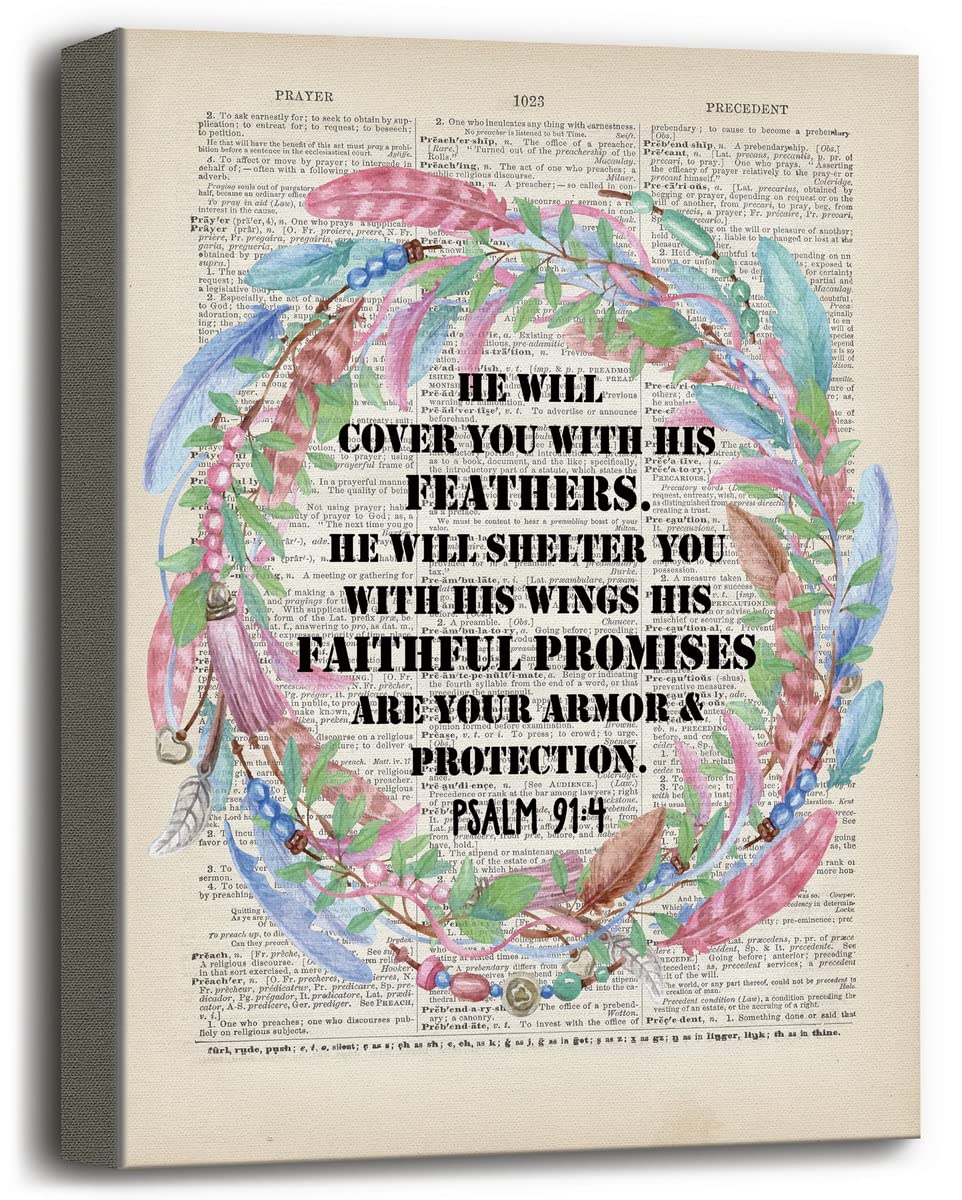 Canvas Wall Art Psalm 914 He Will Cover You With His Feathers Wall
