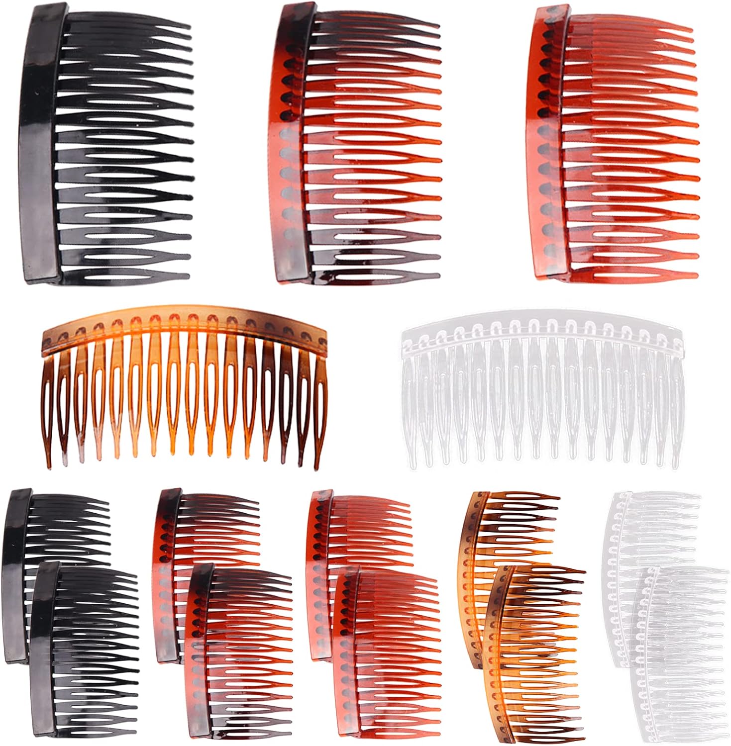VEGCOO Hair Combs Slides, 15 Pcs Slides Combs Black Plastic French Side