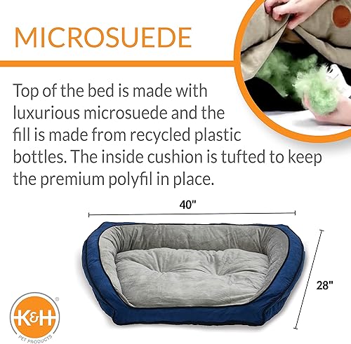 Miniatura 2 de K&H Pet Products Sofá cama para mascotas grande azul/gris, 28 x 40 pulgadas