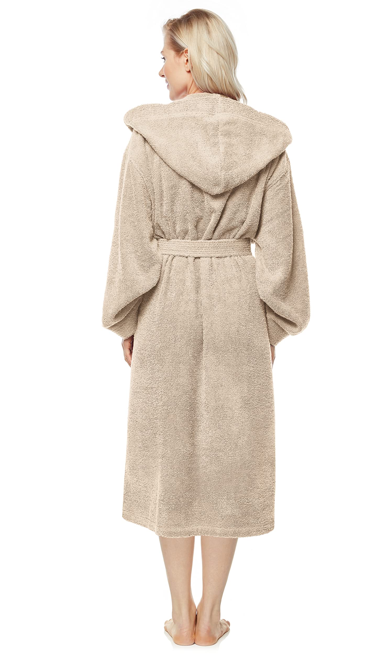 Arus Albornoz con capucha para mujer, longitud normal o extra largo, 100% tela de rizo de algodón (380 g/m²) certificado por OEKO-TEX®