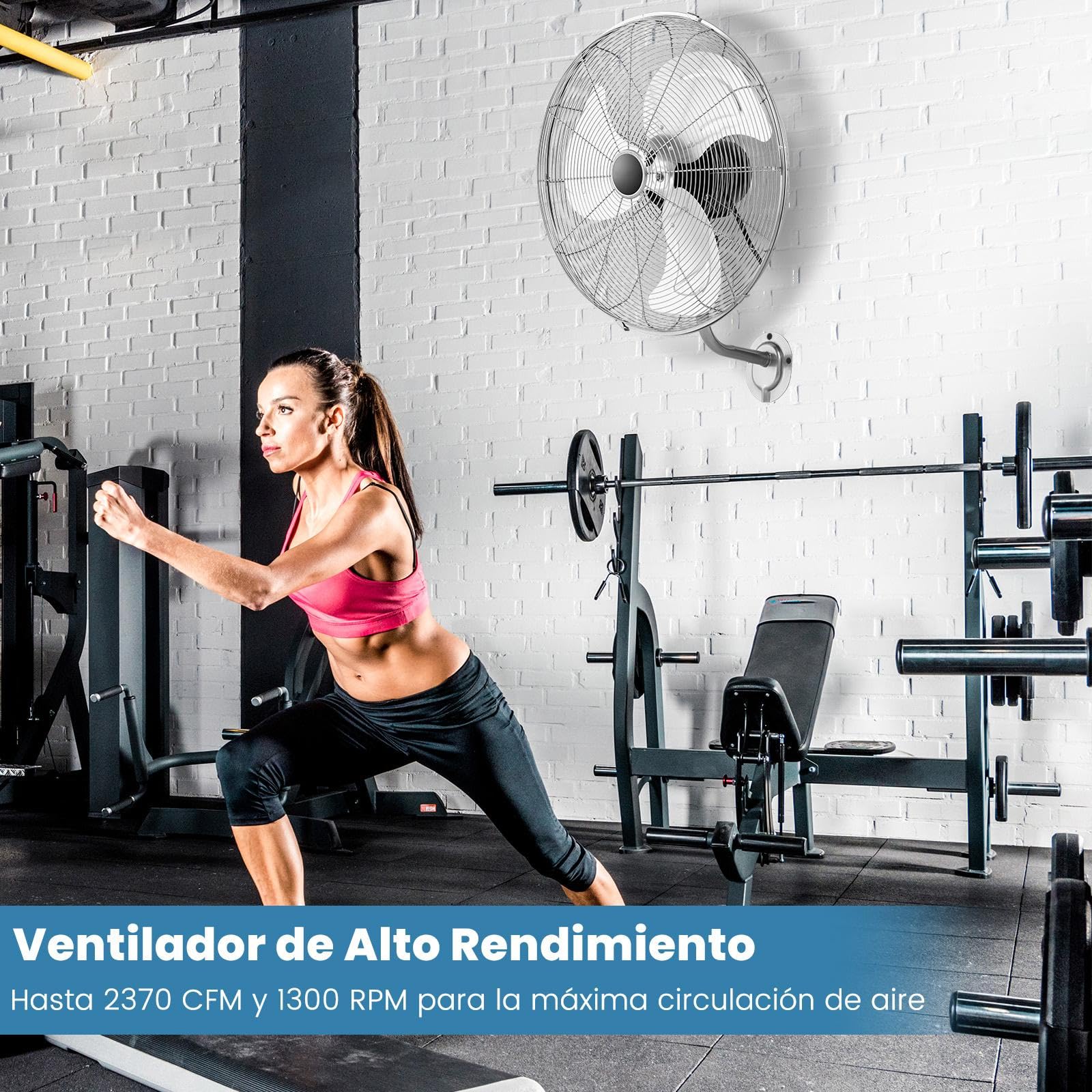 RELAX4LIFE Ventilador de Pared Ø56cm con 3 Velocidades, Rotación Horizontal 85° y Vertical 30°, Ventilador Industrial Oscilante 120W con Marco Metal y Pala de Aluminio para Almacén/Fábricas (Plateado)