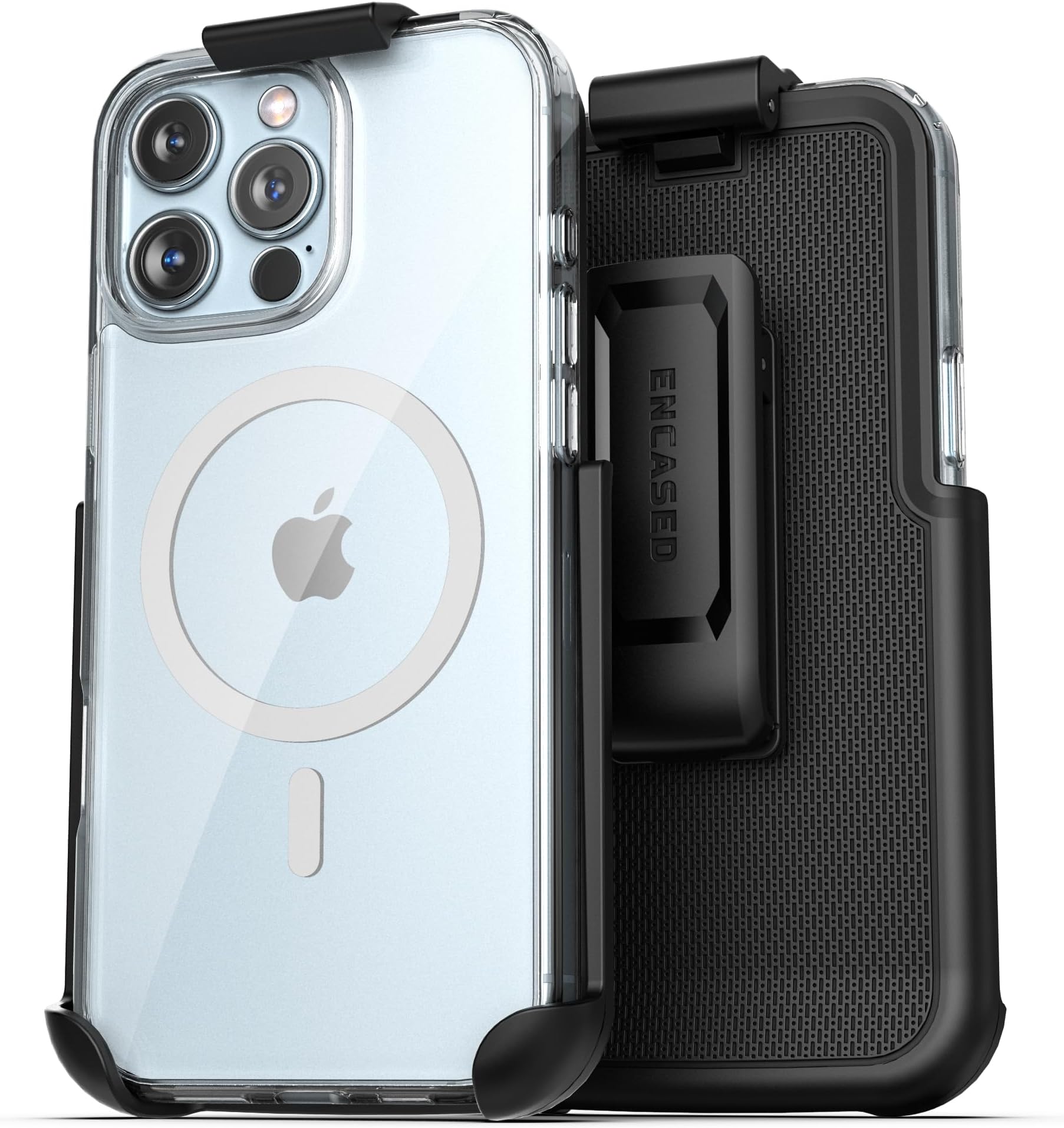 Encased Magnetic Case Designed for iPhone 16 Pro Case with Belt Clip Holster Compatible with MagSafe (Transparent)