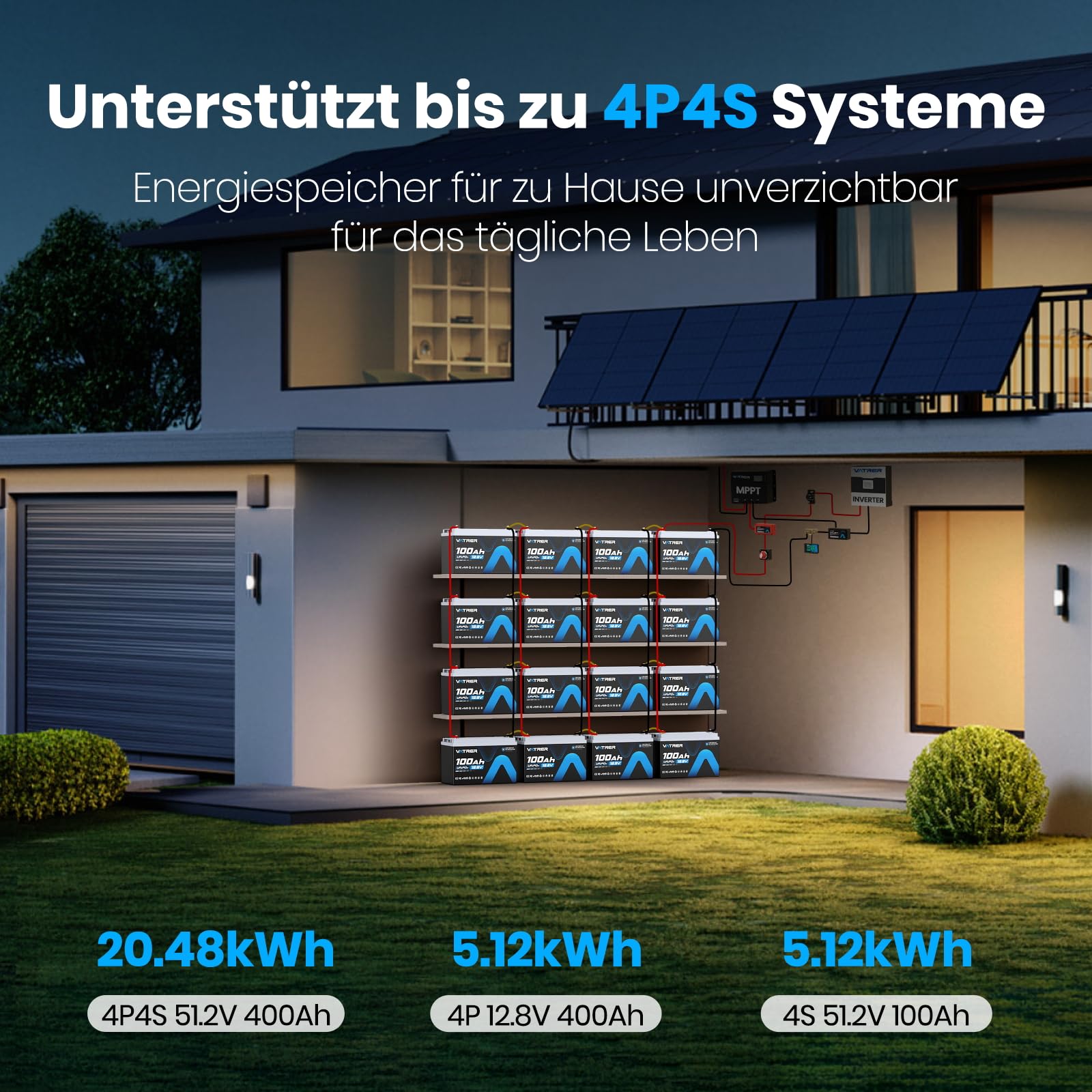 12V 100Ah LiFePO4 Akku mit Niedrigtemperatur-Abschaltung & 100A BMS, 5000+ Zyklen, 1280W für Wohnmobil, Camping, Boot & Solar-Heimanlagen