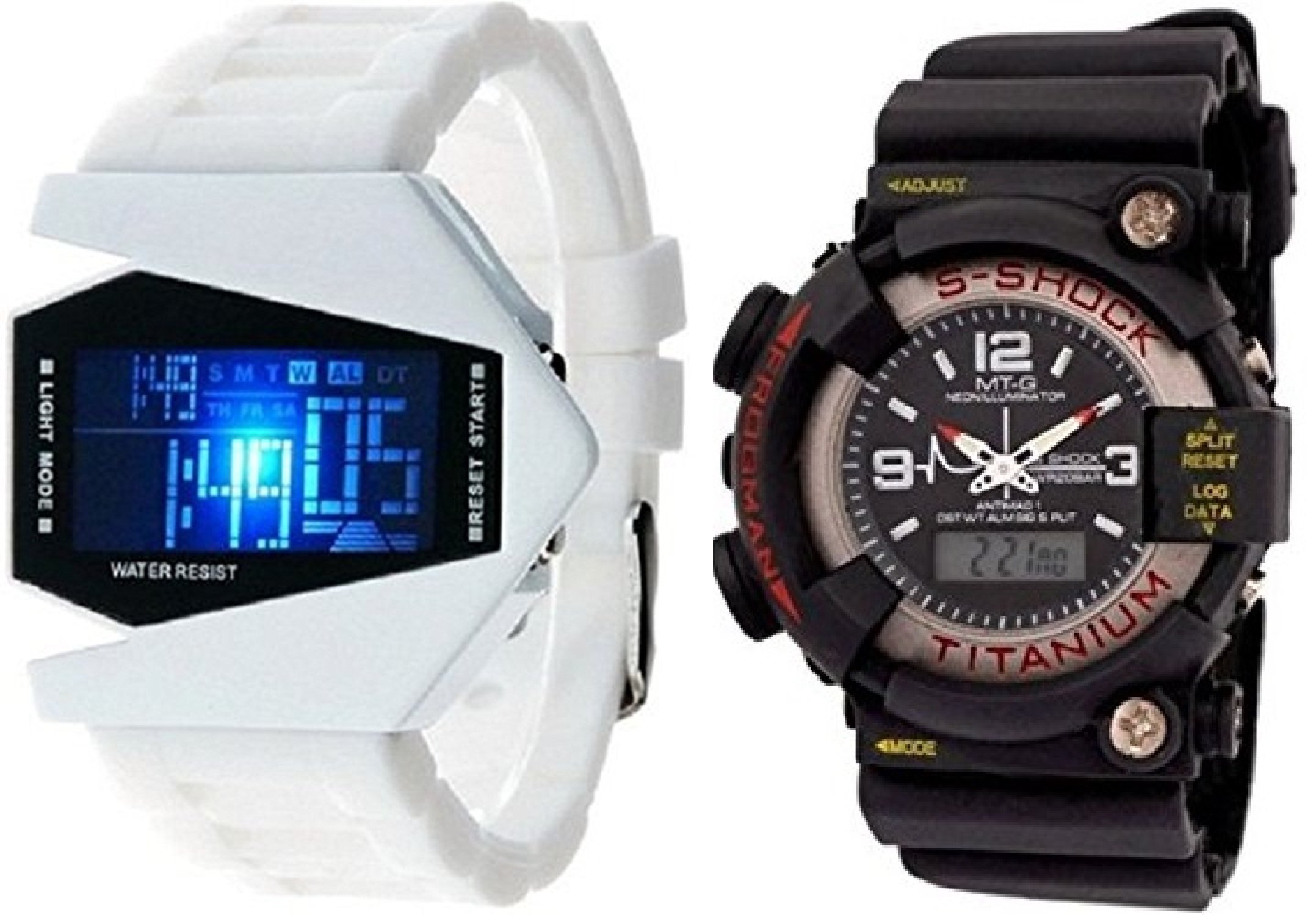 LEMONADE - Pack of 2 - Multifunction S-Shock Analog- Digital Watch & White Aircraft Digital Wrist Watch with Light for Boys, Men (B06XWWTT1N) Amazon Price History, Amazon Price Tracker