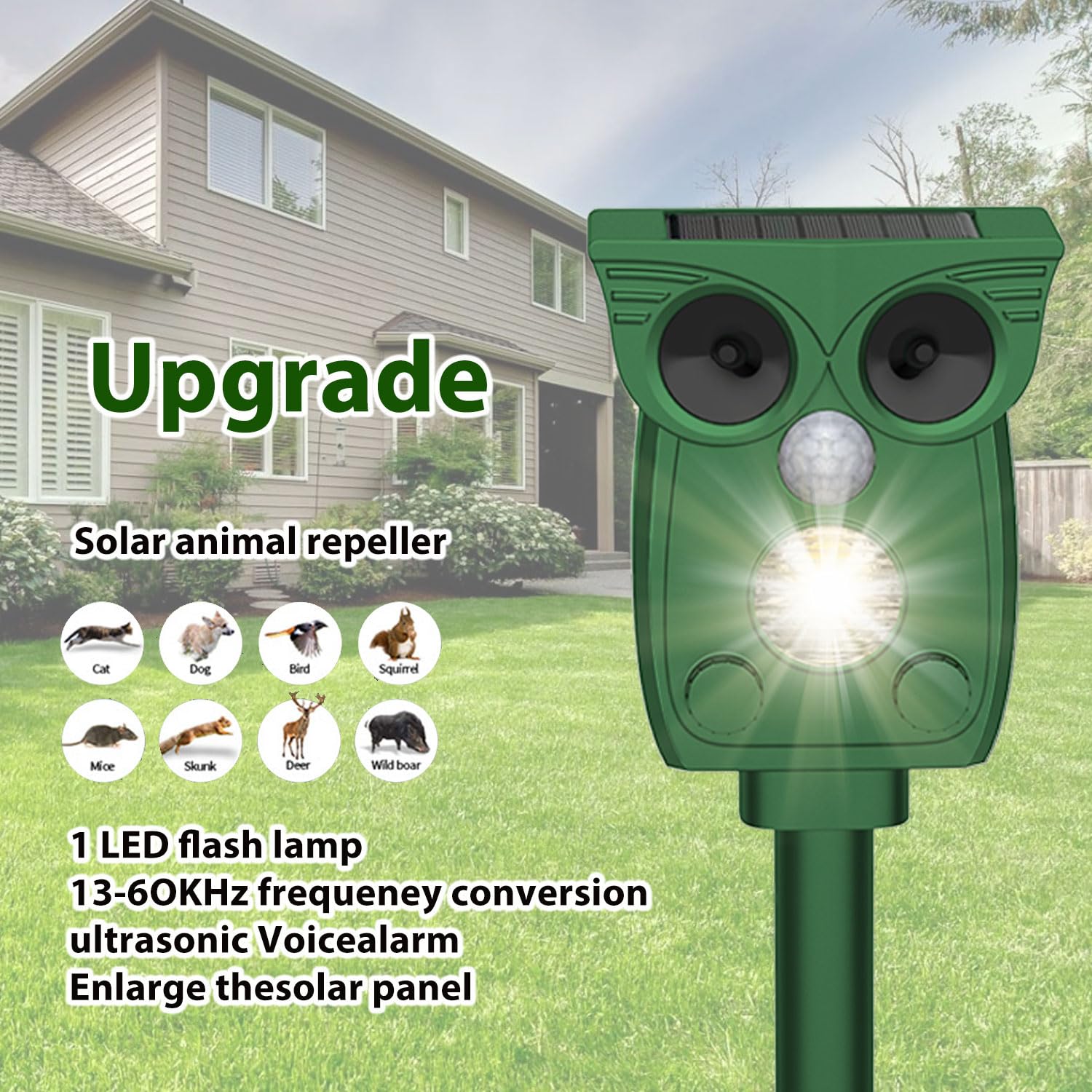 Ahuyentador ultrasónico para Gatos 2024, repele Animales de Exterior como Gatos, Ratas, Perros, pájaros, Zorros, ahuyentador ultrasónico Solar para Gatos, ahuyentador Exterior para Animales