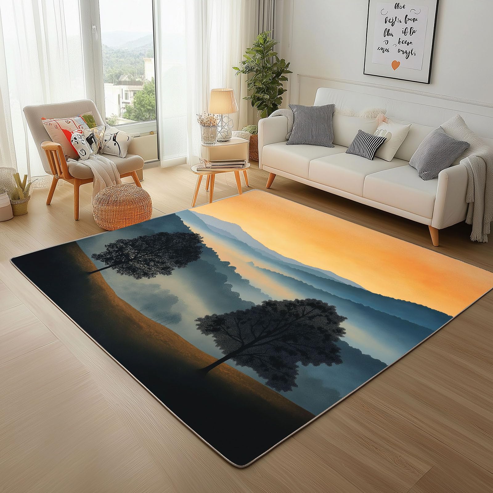 Tapis de cuisine et salle à manger paysage montagne doux et antidérapant