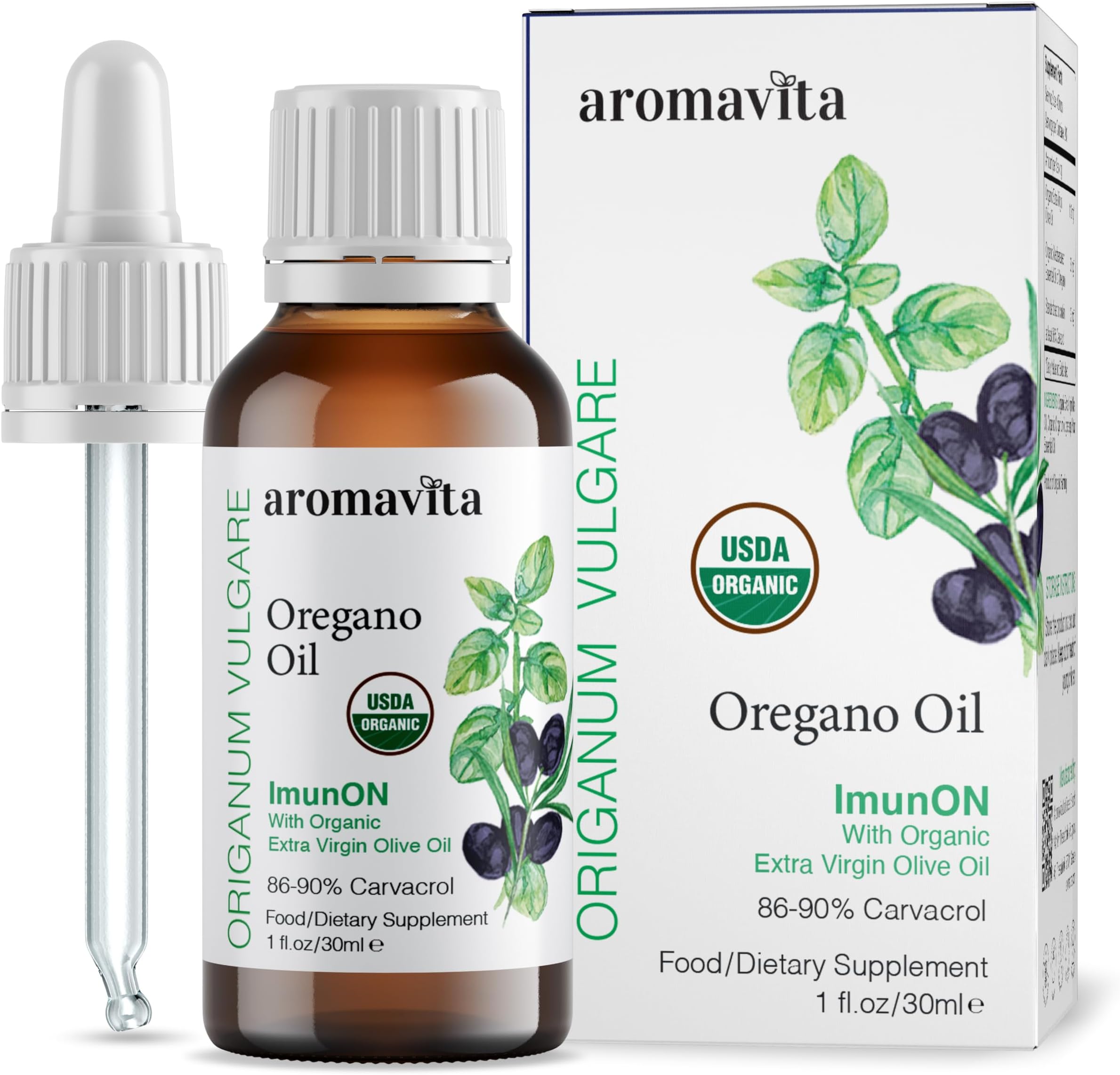 Oregano Oil Drops 86โ90% Carvacrol โ USDA Organic Liquid Oregano Oil โ Flexible Dosing โ Immune & Digestive Support โ Greek Oregano โ30 ml (1fl.oz)
