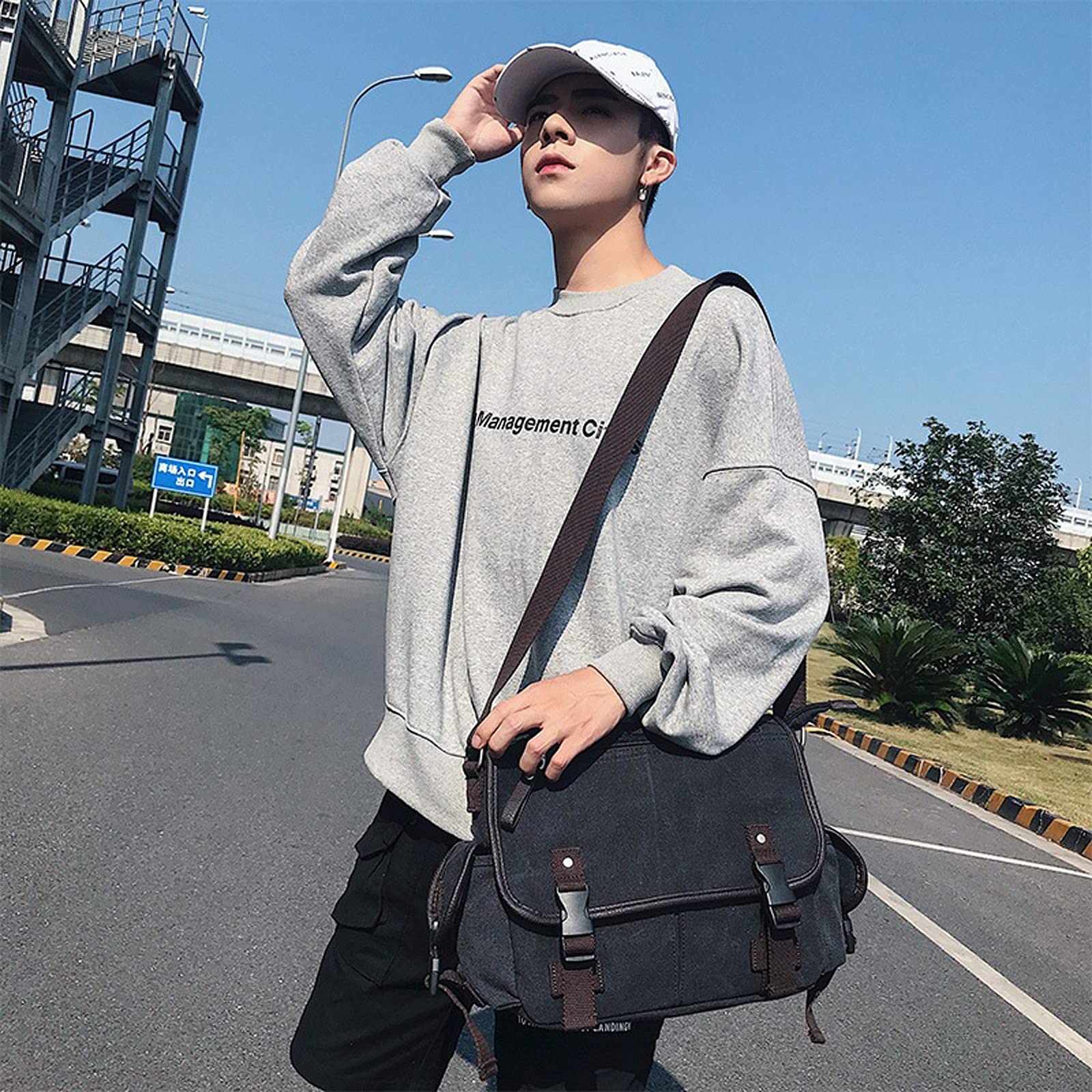 Torba na ramię męska codzienna płócienna torba kurierska męskie torby na ramię z wieloma kieszeniami męska torba crossbody torba na laptopa o dużej pojemności
