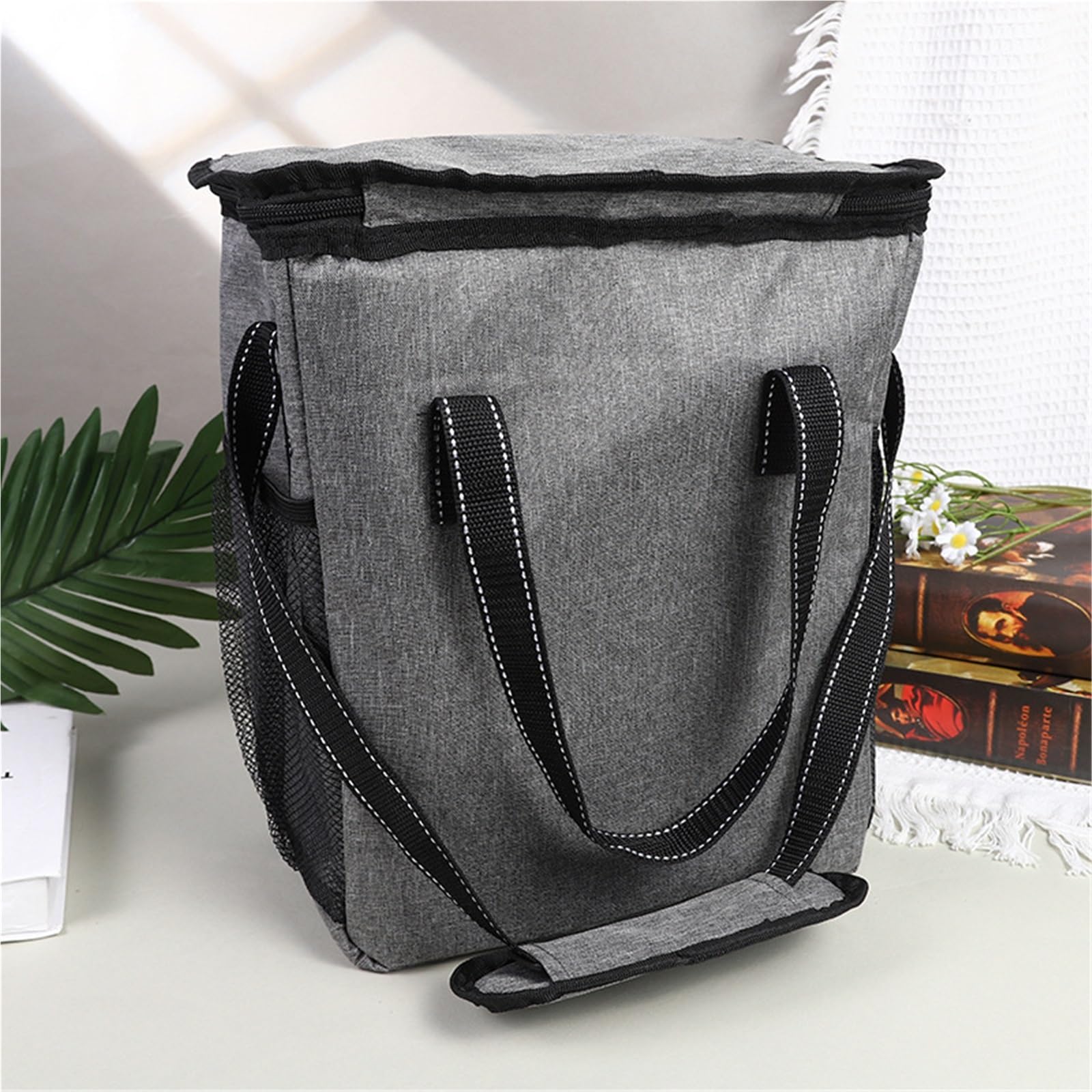 Bolsa Enfriadora de Vino para 6 Botellas, Bolsa Isotérmica Aislada y a Prueba de Fugas con Asa y Correa de Hombro, para Picnic Camping Viaje(Gray)