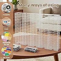 Vista 5 de 100 ranuras de acrílico transparente para almacenamiento de cinta de casete fácil clasificación y organización de cintas de casete, almohadillas