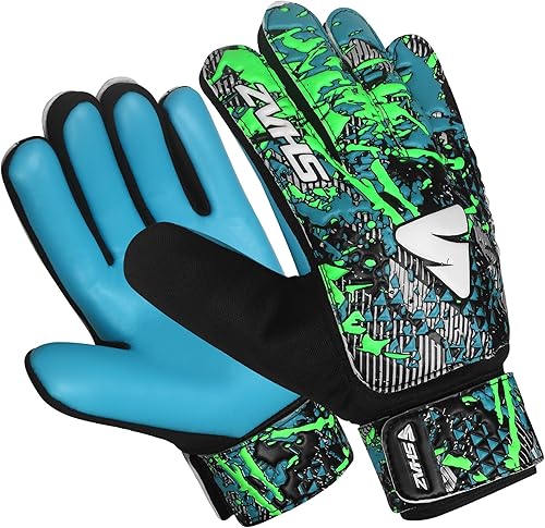 Shaz Guantes de portero de fútbol para niños y jóvenes, guantes de portero de fútbol Funky antideslizantes de 0.157 in con palma de látex con agarre