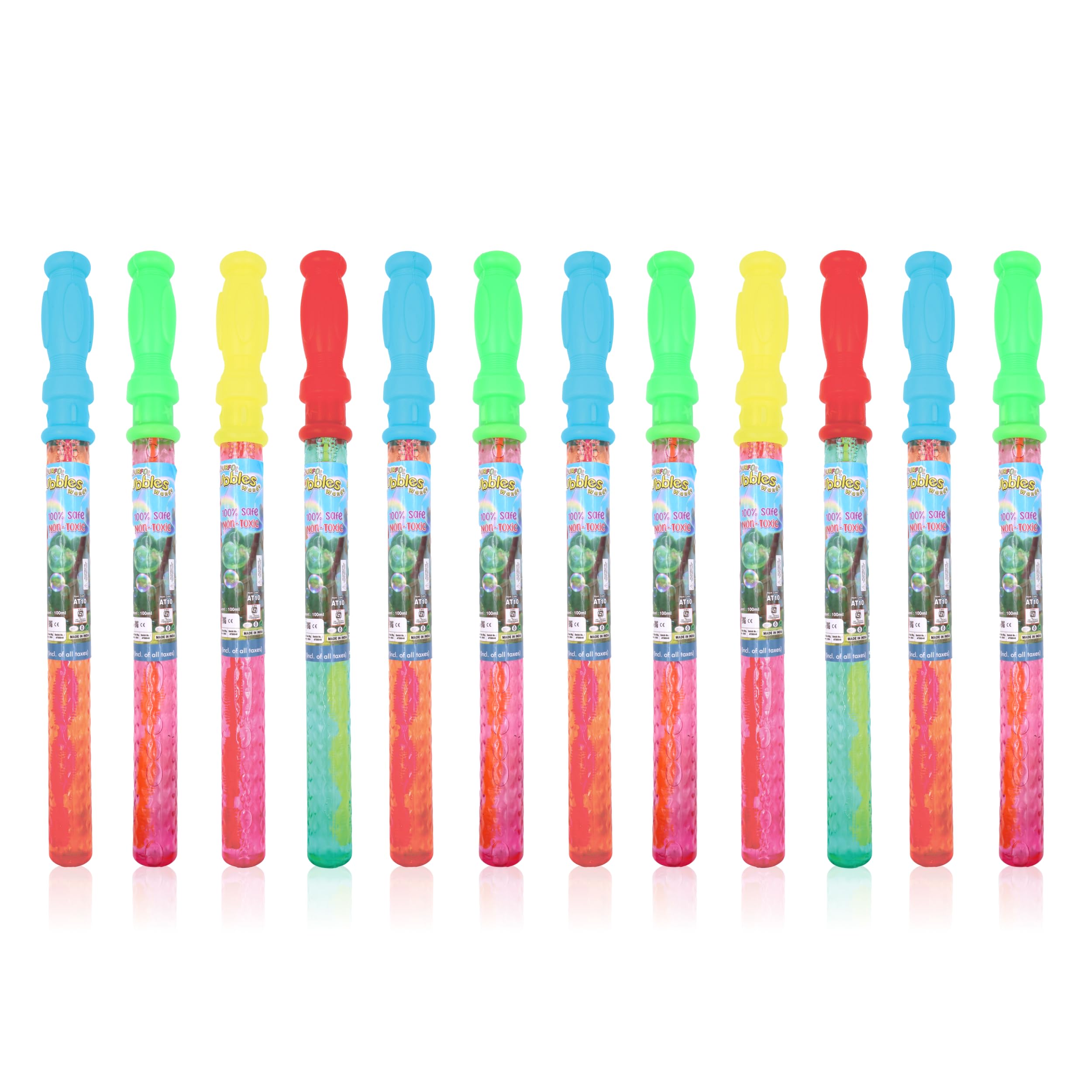 Aditi Toys Colorful Bubble Wands, Pack of 12 Bubble Sticks for Kids Above 3 Years, Magical Bubble Wand Toy for Kids, Bubble Sticks for Endless Joy & Fun Bubble Solution
