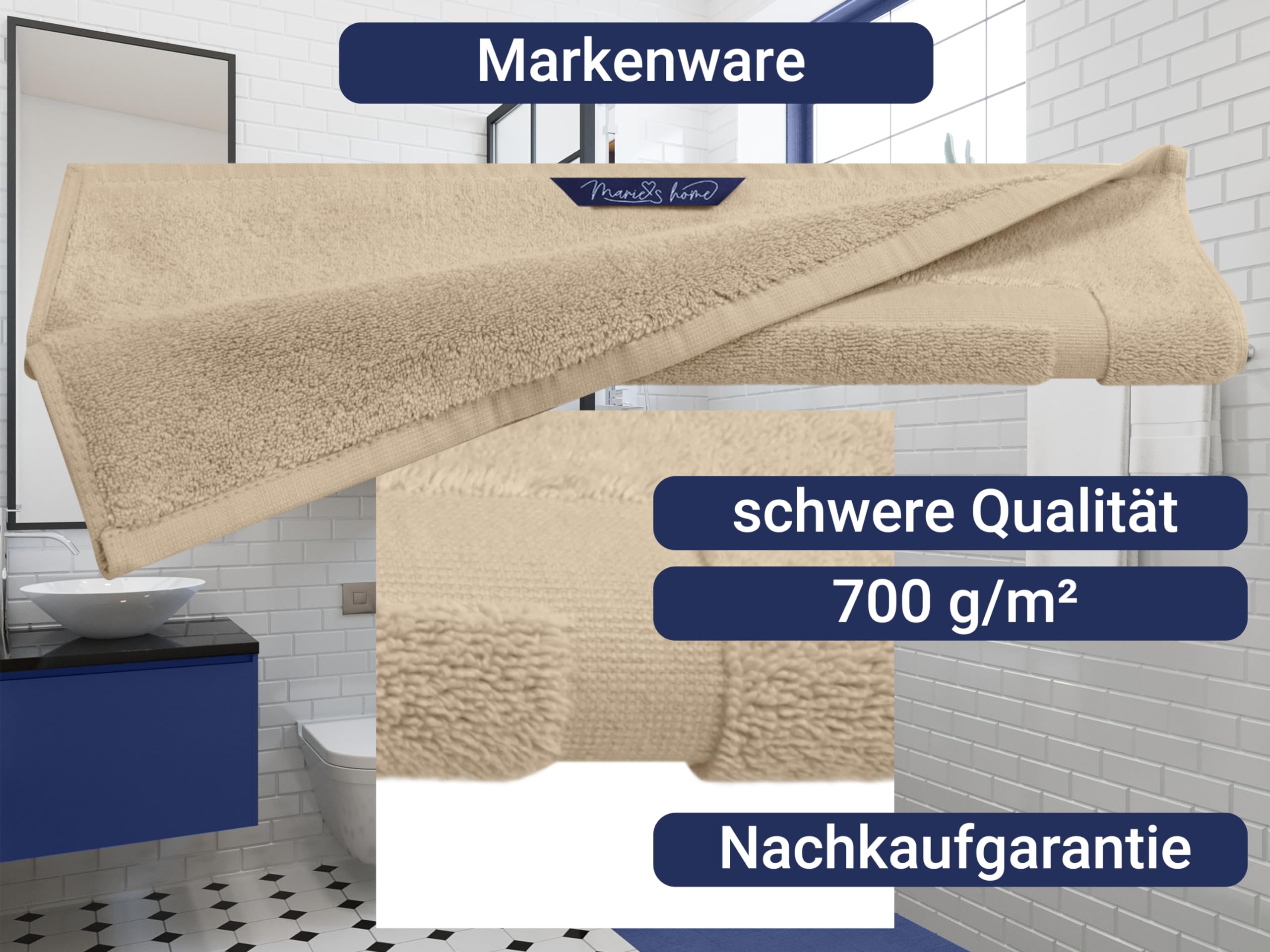 Marie's Home Tappeto da bagno classico per doccia, vasca e WC 1612.2351, 50 x 80 cm, colore: Stone