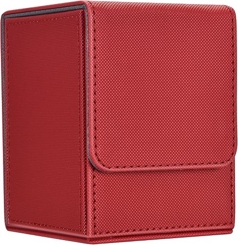 MTG - Caja de cubierta con 2 divisores, caja de gran capacidad para más de 80 tarjetas de doble manga, funda de piel sintética compatible con Magic