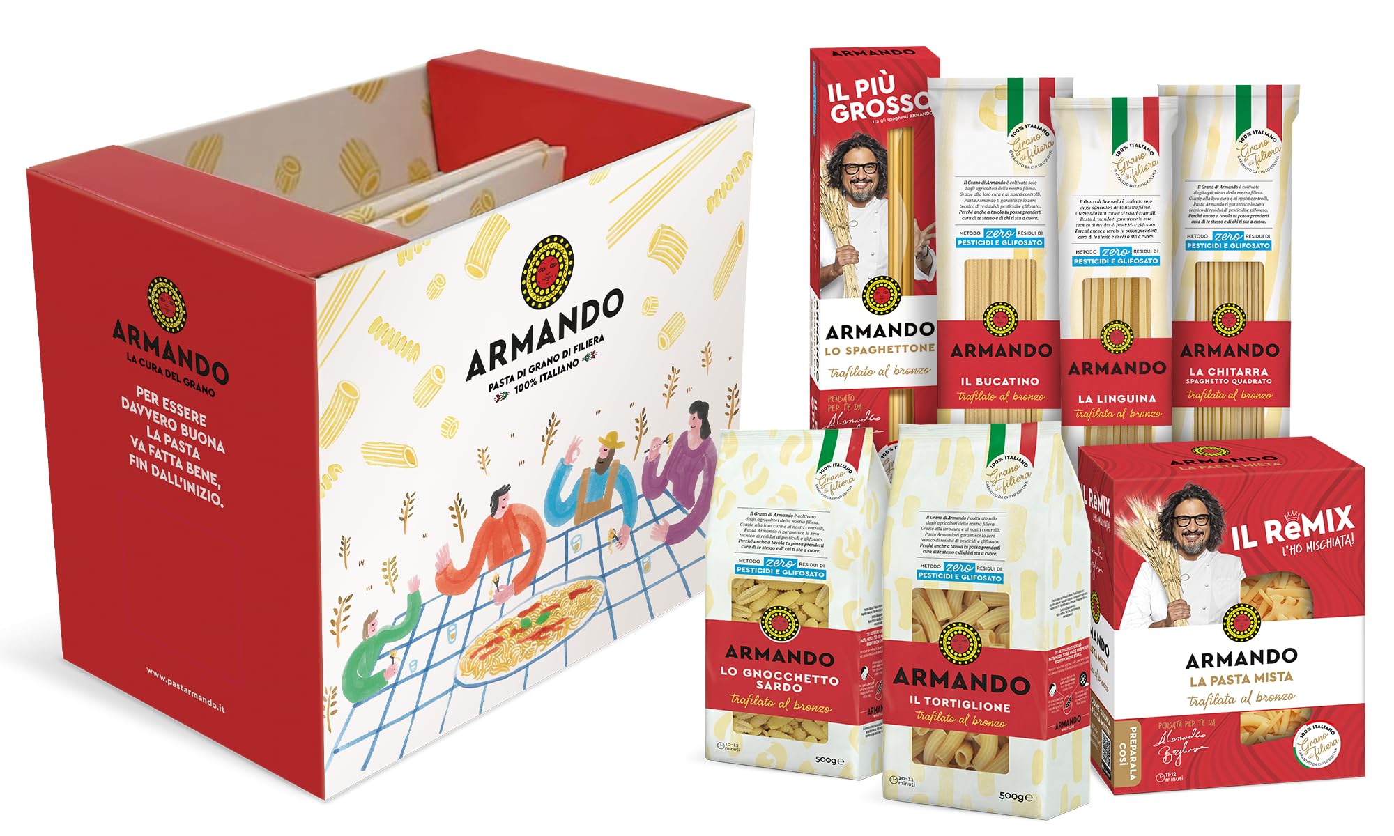 ARMANDO Box Degustazione Pasta di Semola, Confezione con maniglia, 20x500g