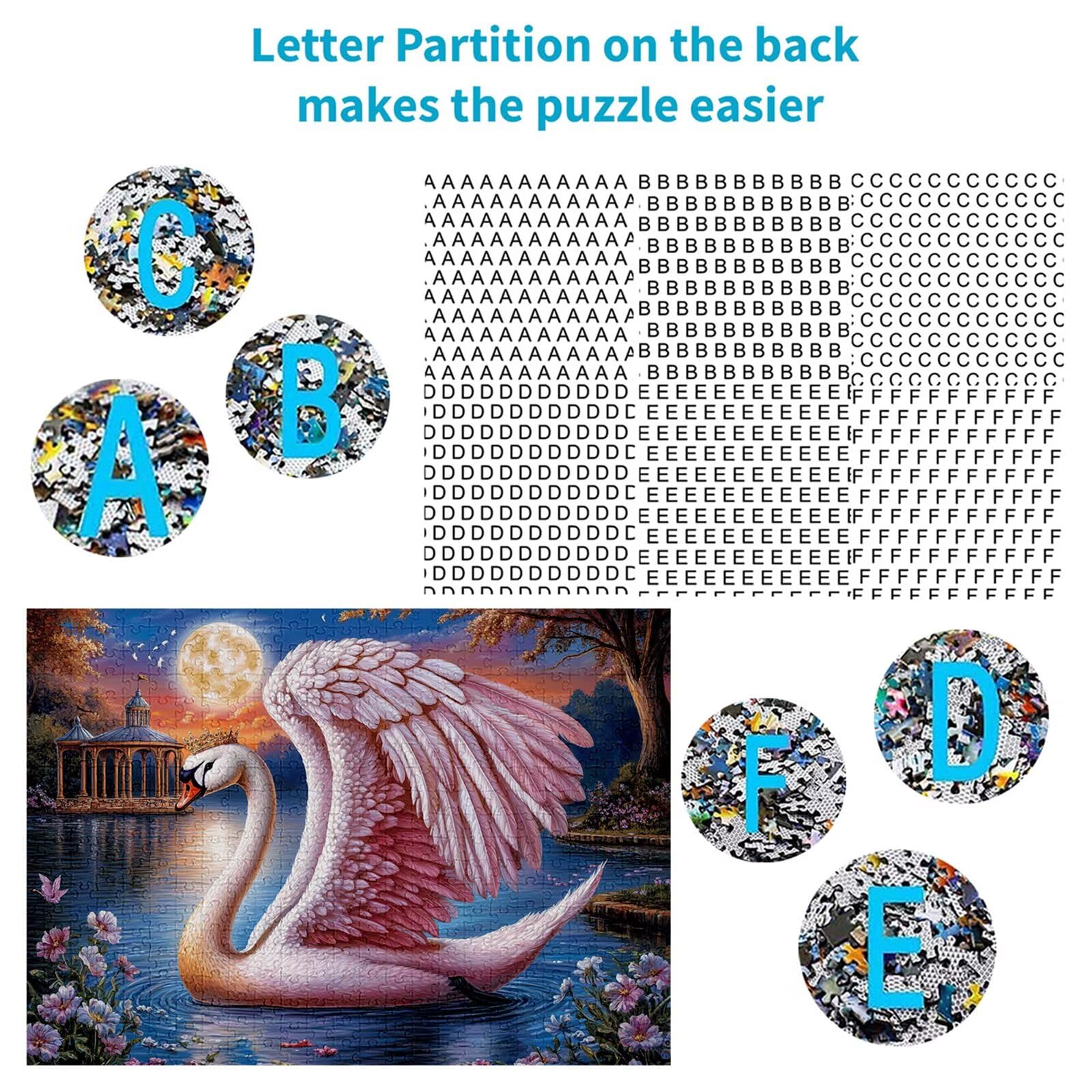 Puzzle 3000 elementów łabędź puzzle dla dorosłych księżyc 122 x 81 cm Unikalne rzemiosło klasyczne 3D drewniana układanka do rodzinnych gier aktywnych, układanka do samodzielnego wykonania nawet do