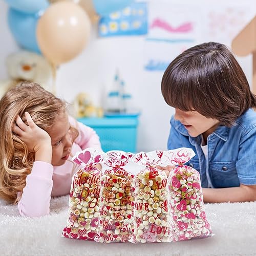 Vista 52 de ONFAON Bolsas de celofán de Navidad, 180 bolsas de regalo de Navidad con 200 giros para aperitivos, galletas, dulces, bolsas de golosinas