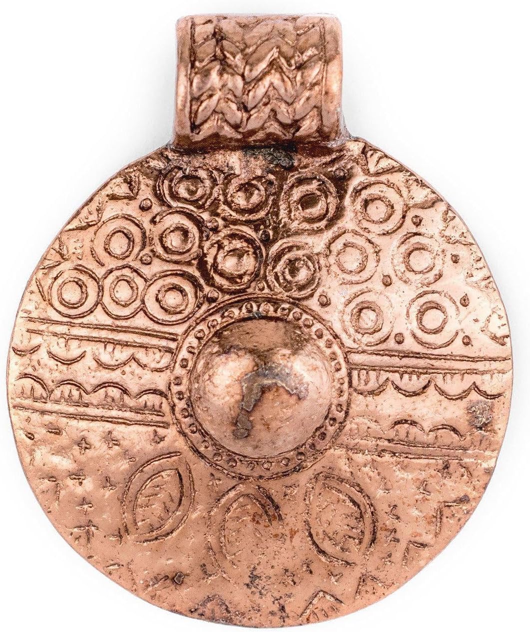 The Bead Chest Brass Tribal Shield Pendant (55x45mm)