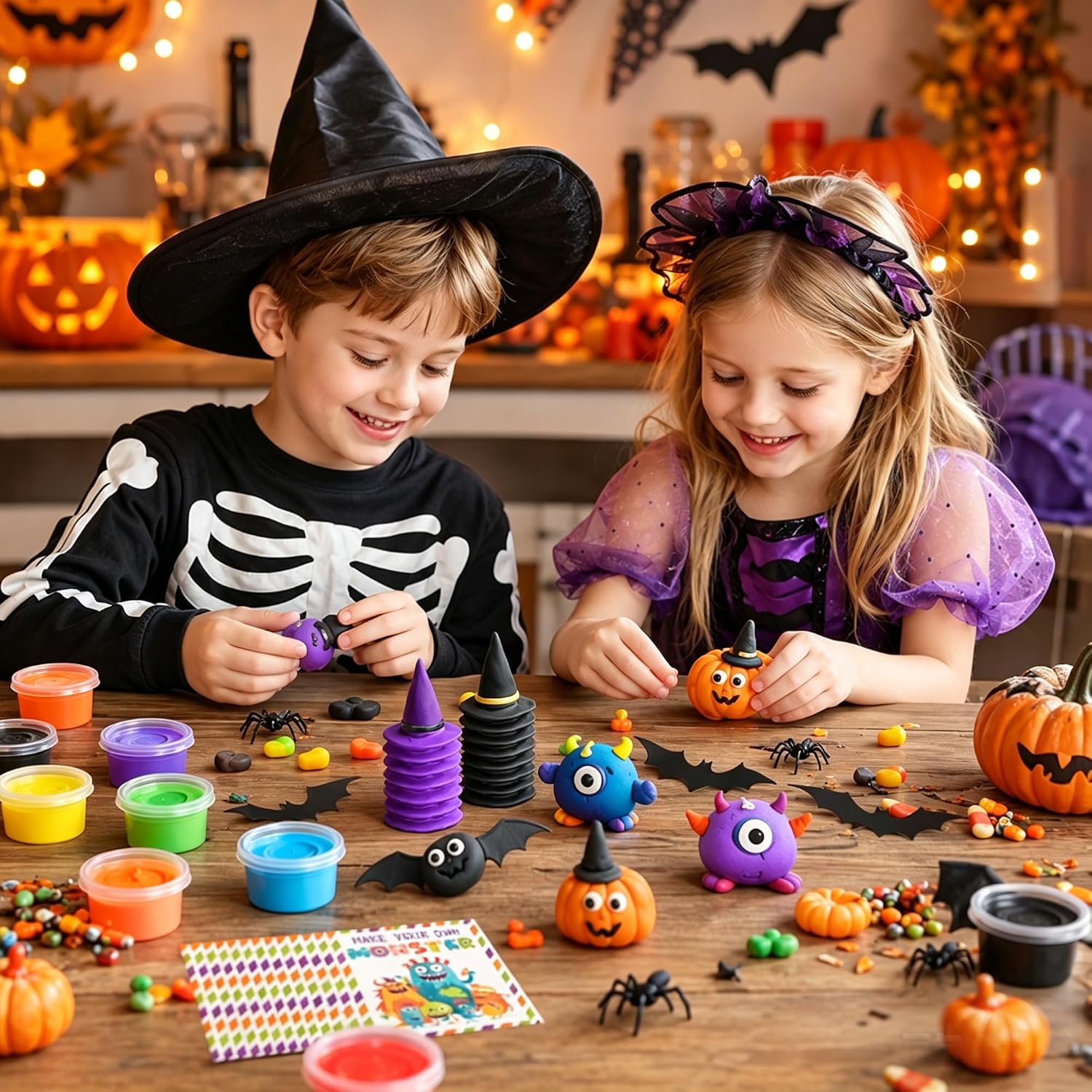 24 Packs Halloween Crafts for Kids DIY Monster Air Dry Clay Kit image 3