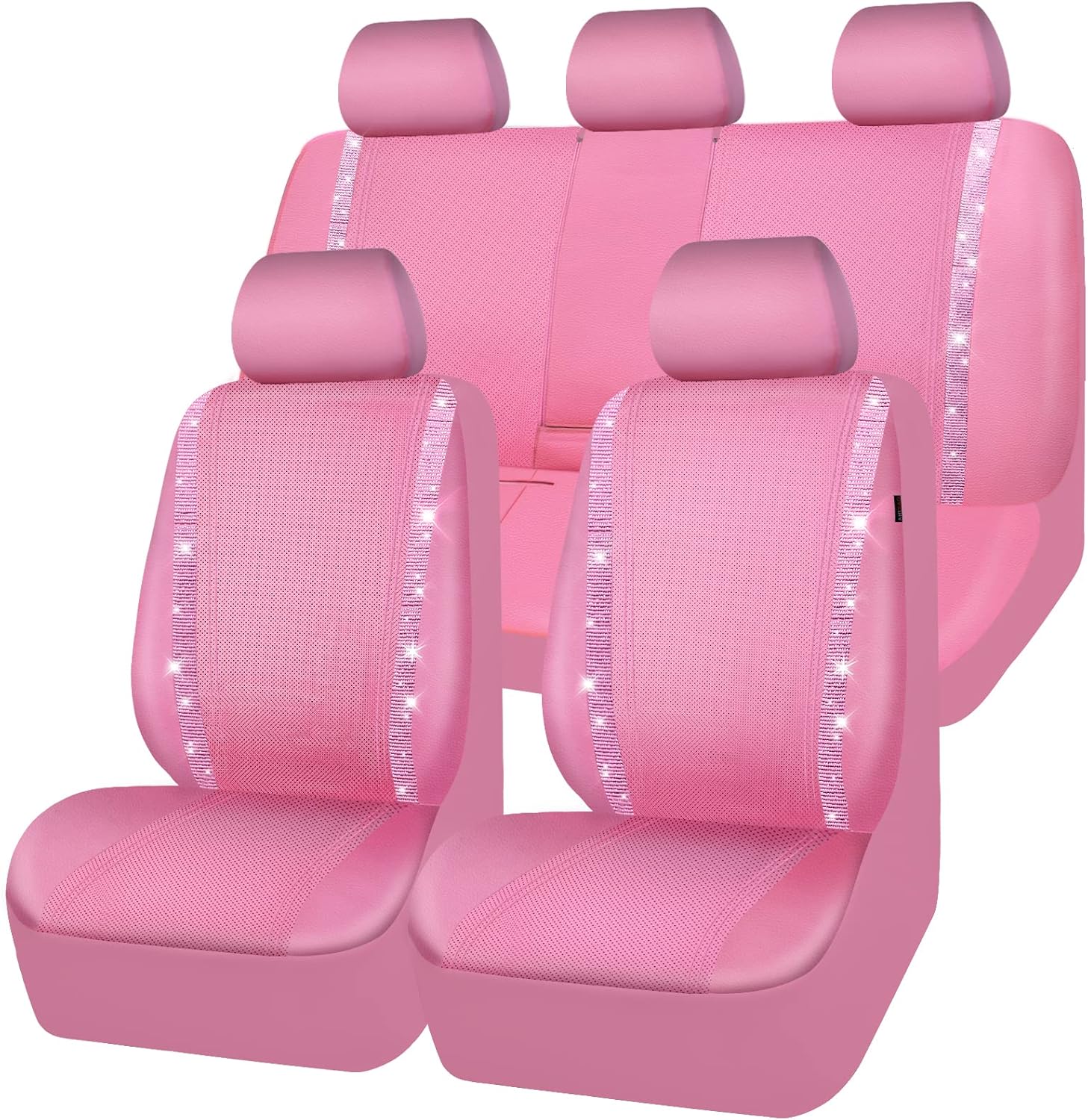 CAR PASS Bling Car Seat Covers Full Set, Shining Rhinestone