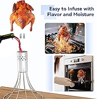 Vista 4 de Skyflame Soporte para pollo para latas de cerveza para ahumadores y parrillas, paquete de 2 estantes de acero inoxidable para asar y asar a