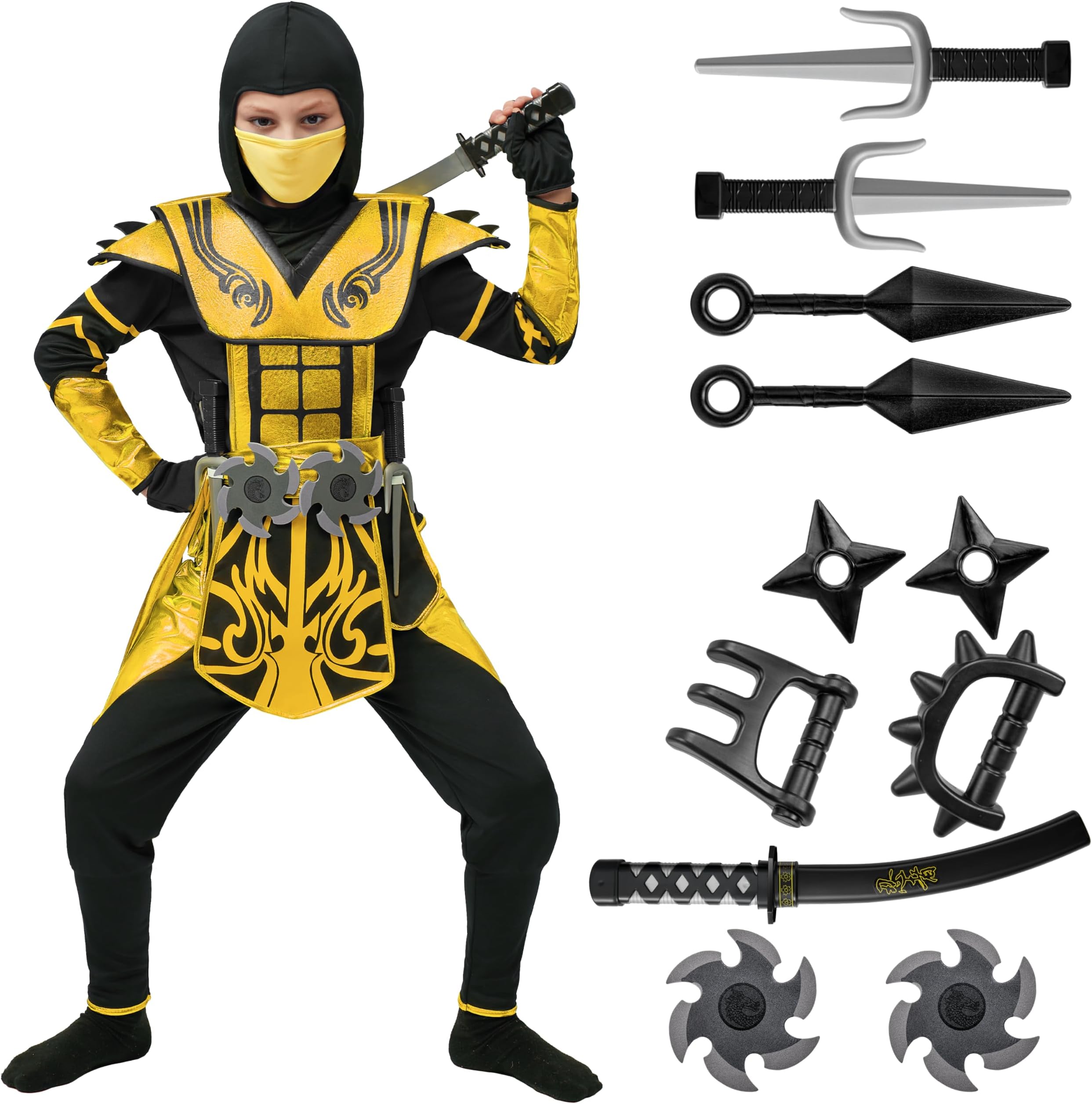 Spooktacular Creations Red Ninja Costume for Boys, Child Red Ninja Costume with Accessories for Kids Halloween Themed Parties
