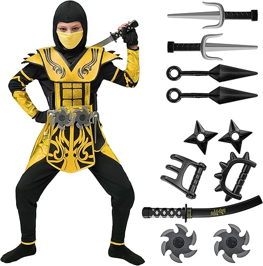 Spooktacular Creations Red Ninja Costume for Boys, Child Red Ninja Costume with Accessories for Kids Halloween Themed Parties