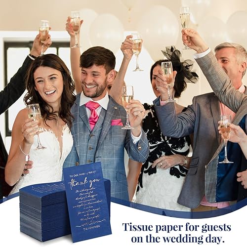 Miniatura 7 de 200 servilletas de boda lisas de agradecimiento para recién casados a familiares, amigos, invitados, 3 capas, pañuelos faciales, paquete de