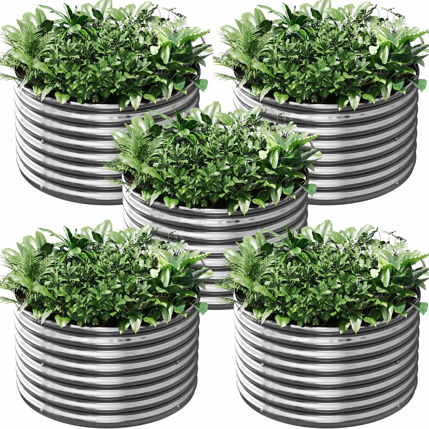 CATMANOR 5 Pack 2x2 ft Round Corrugated Raised Garden Bed