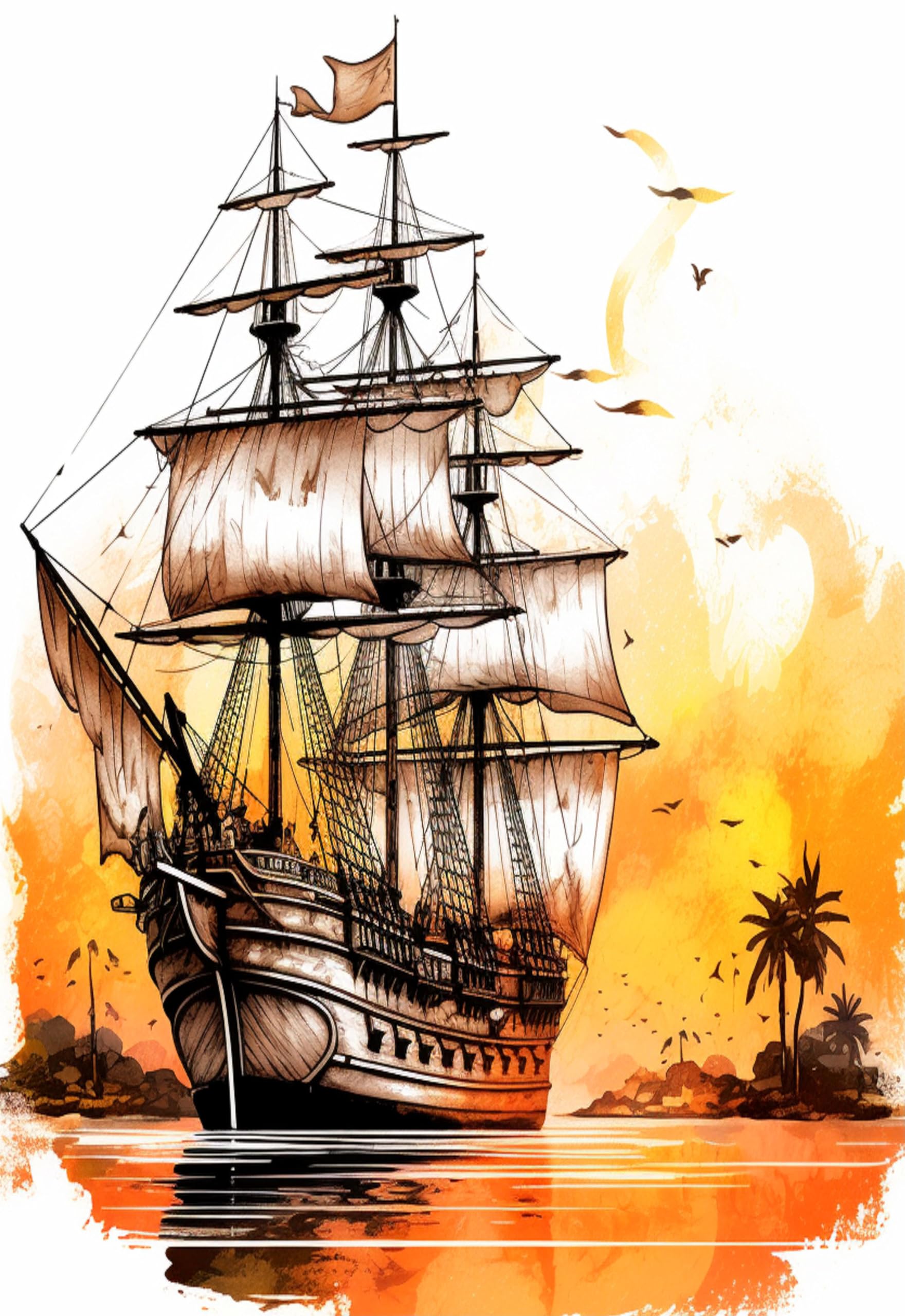 Junior Ramp Creations FengShui - Vastu Ship | Framed Wall Art Canvas Painting | Approaching ship Vastu digital re print (ship 3 12"x18")