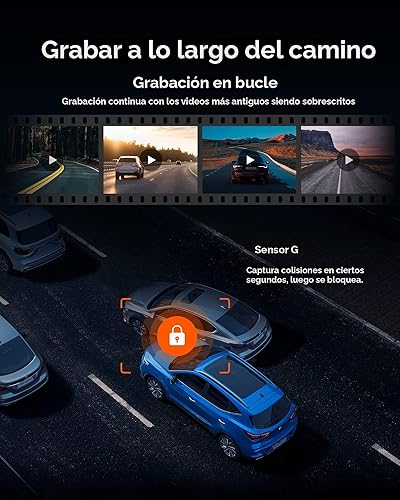 Miniatura 6 de WOLFBOX G930 - Cámara de espejo retrovisor de 10'' con WiFi de 5.8GHz, cámara de salpicadero 4K frontal y trasera con WDR, espejo retrovisor