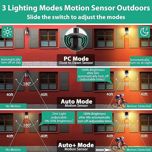 Miniatura 2 de Lamomo Luces de porche al aire libre  2 paquetes de luces exteriores con sensor de movimiento para casa, lámpara de pared exterior del anochecer al