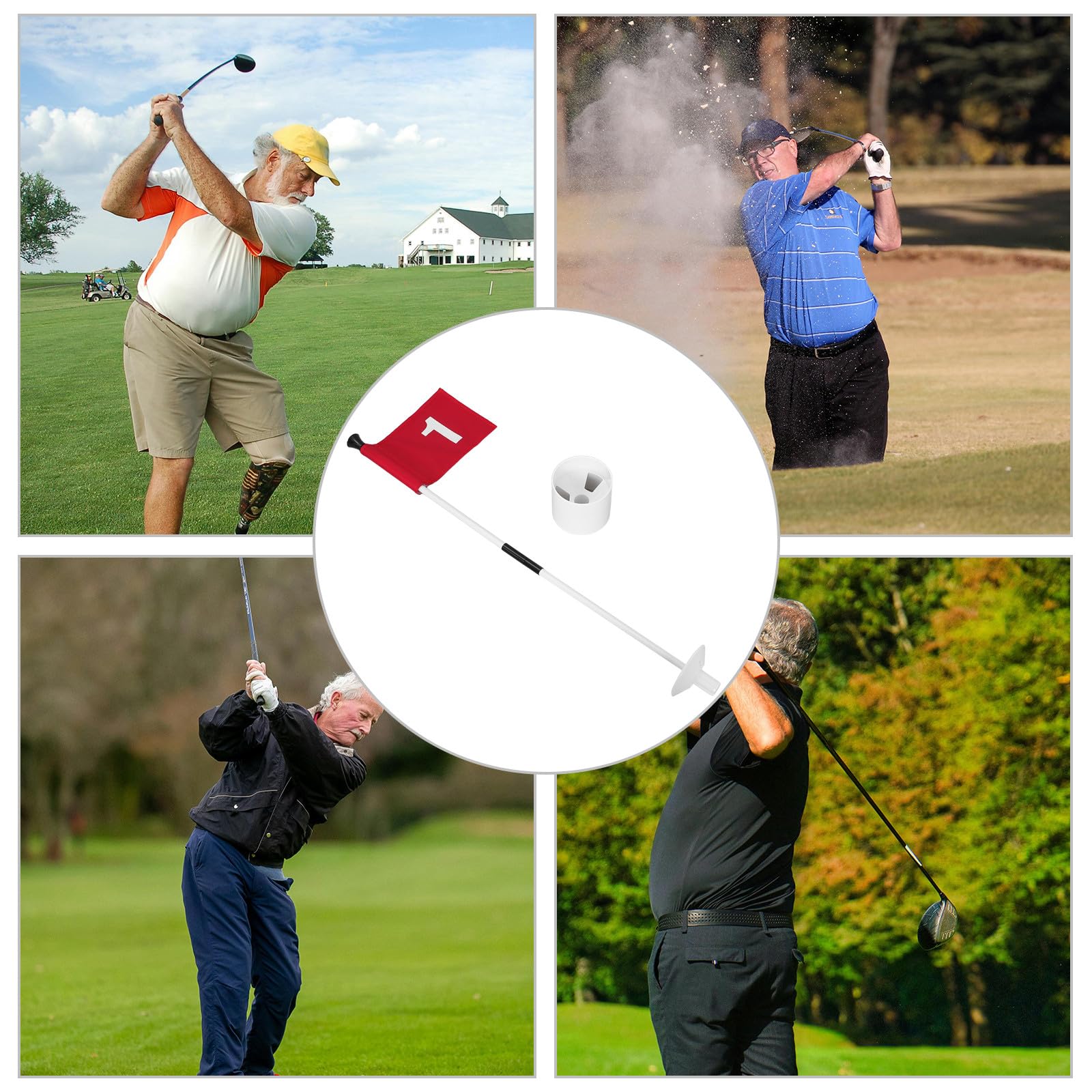 Holibanna Set Bandierine da Golf Numero, Bandiera da Prato Leggera e Compatta Asta e Base Drenante, Accessori per Golf per Allenamento e Miglioramento Precisione Putting