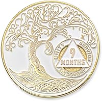 Vista 137 de Medallón AA de 5 años – Árbol de la Vida trenzado chapado en oro AA Chip de recuperación – morado