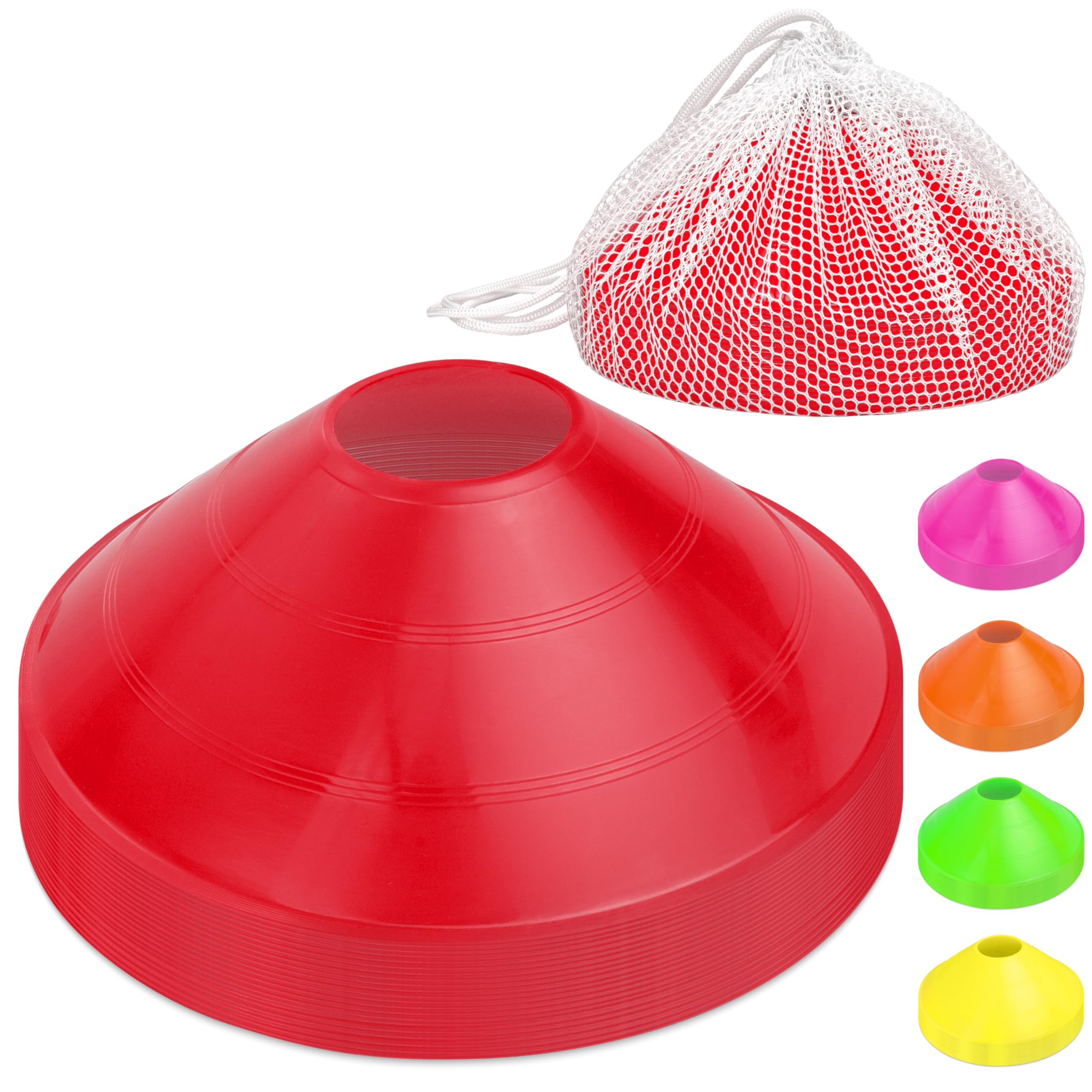 GoSports Premium 20-Pack Agility Cone Set with Tote Bag (Multi-Color Options)