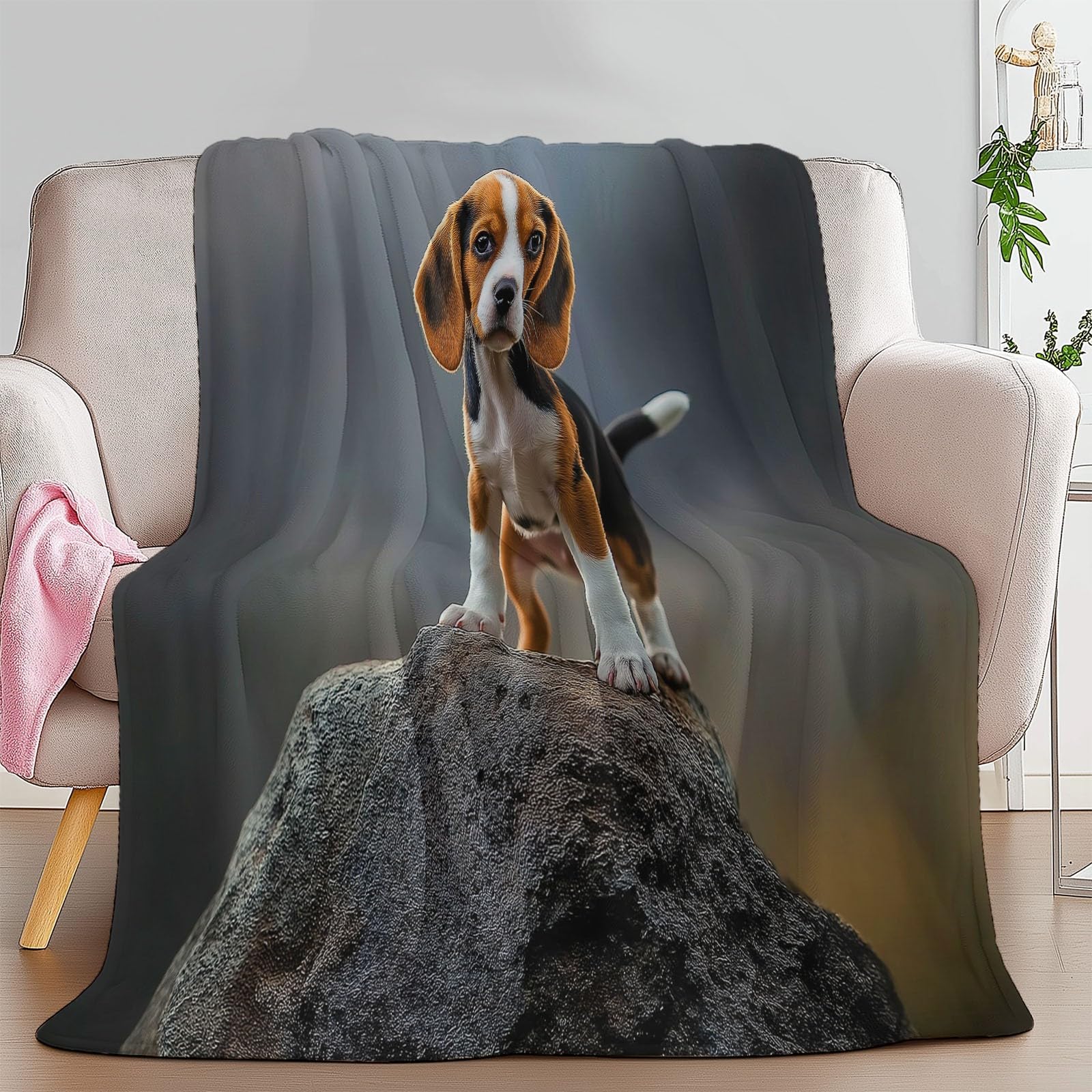 Générique Couvertures en Molleton de Flanelle Animal Chiot Montagne Couverture Chaude et légère pour Toutes Les Saisons – Plaid Polaire Anti-Boulochage pour lit, canapé, Sofa, Gris, 150 x 200 cm