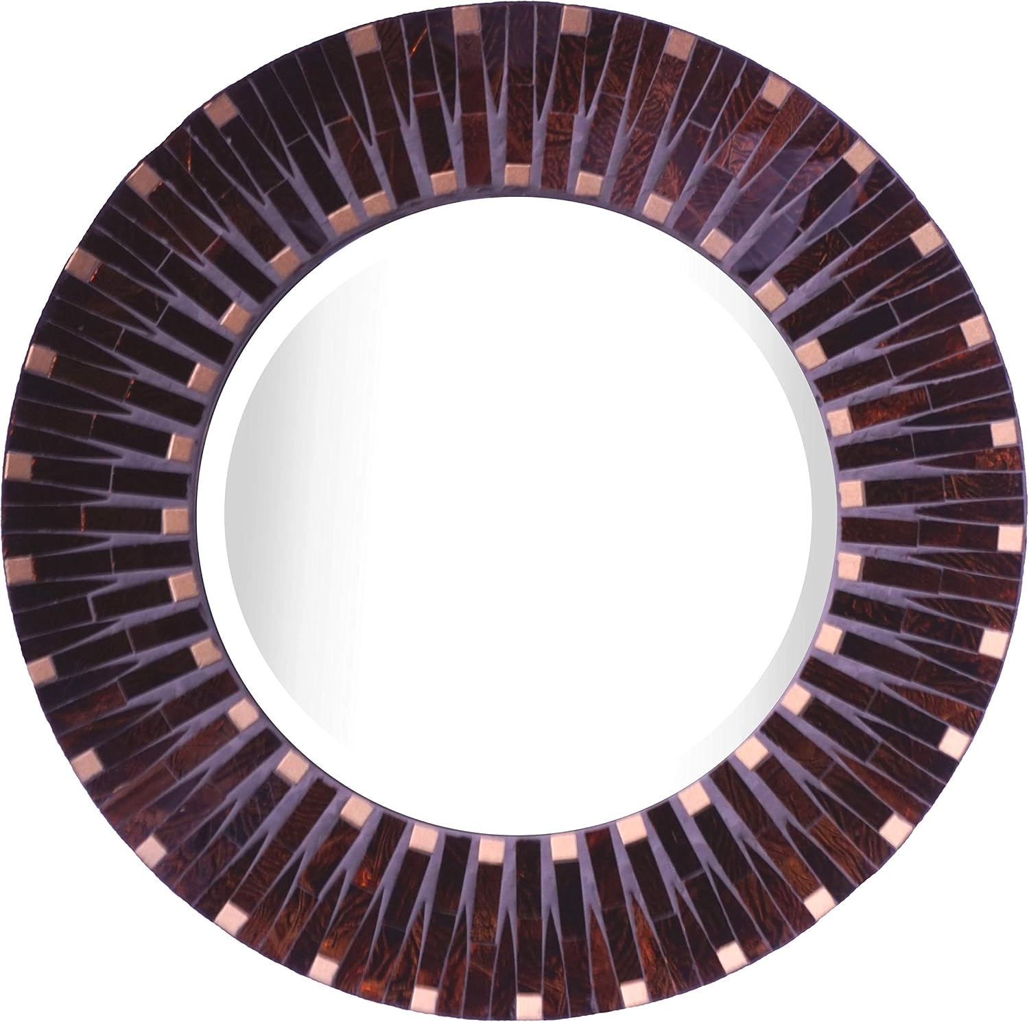 Lulu Decor, Amber Dot Mosaic Wall Mirror, Decorative Beautiful Round Wall Mirror with Beveled Mirror, Frame Measures 16", Beveled Mirror Measures 9.5" (LP82M)