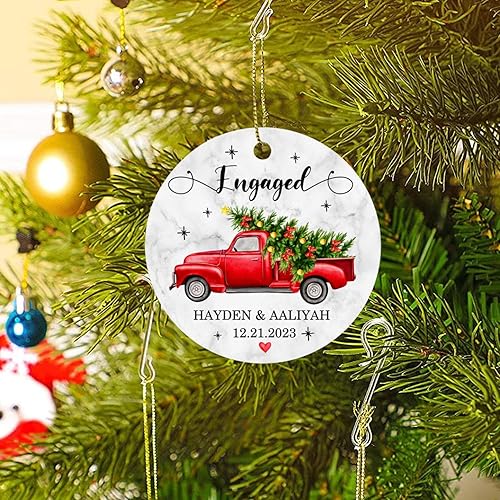Miniatura 5 de Adorno de Navidad de compromiso, regalo de recuerdo de fecha de compromiso, adorno personalizado para la primera Navidad 2025