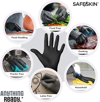 SAFESKIN Ultralight Disposable Nitrile Gloves - 2.0 Mil - Powder Free, Latex Free, All Purpose, Food Prep, Cooking, Cleaning